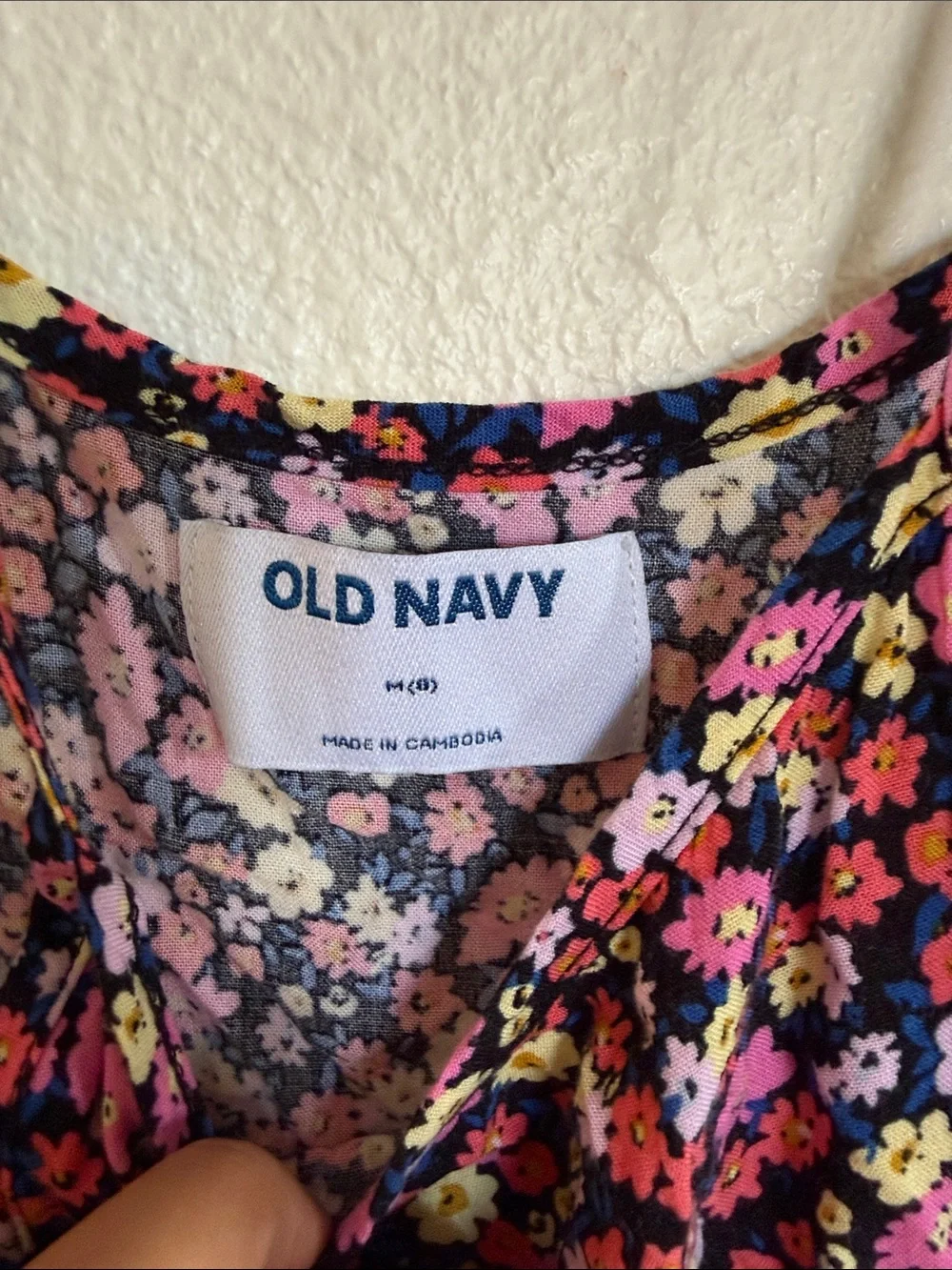 Old Navy Black Floral Sundress with Pink and Yellow Flowers